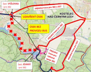 PID uzavírka Vyžlovka - Jevany