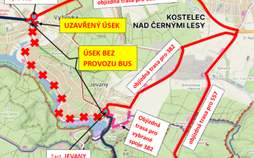 PID uzavírka Vyžlovka - Jevany