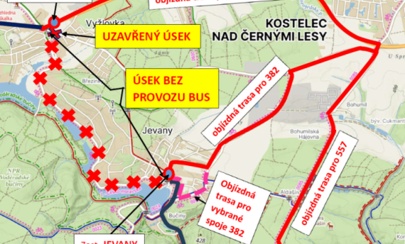 vyhledáno: silnice PID uzavírka Vyžlovka - Jevany