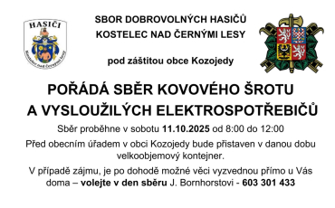 SBĚR KOVOVÉHO ŠROTU A VYSLOUŽILÝCH ELEKTROSPOTŘEBIČŮ