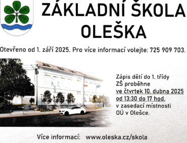 Zápis dětí do 1. třídy ZŠ Oleška