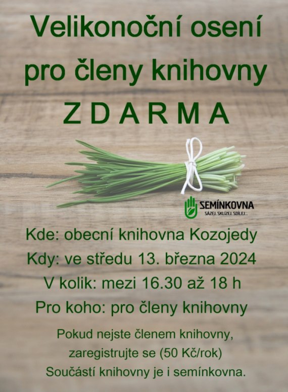 Velikonoční osení zdarma v knihovně
