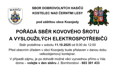 SBĚR KOVOVÉHO ŠROTU A VYSLOUŽILÝCH ELEKTROSPOTŘEBIČŮ